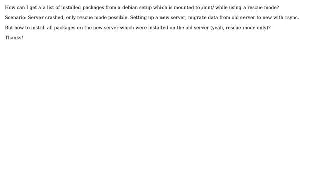 DevOps & SysAdmins: Debian: Get list of installed packages while in rescue mode смотреть онлайн