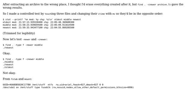 Unix & Linux: find's - cnewer broken on NTFS-3g? смотреть онлайн
