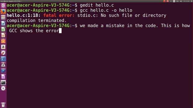 Running C code in Ubuntu смотреть онлайн