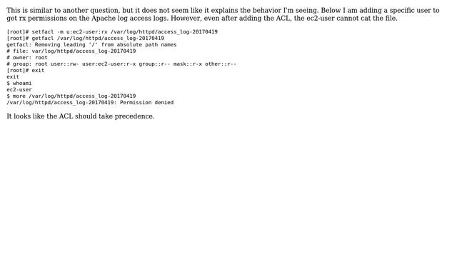 Unix & Linux: Cannot view file even after ACL added смотреть онлайн