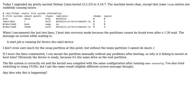 Unix & Linux: Problem mounting additional partitions after kernel update смотреть онлайн