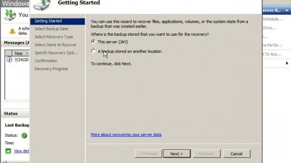 recovery method for windows server 2008 r2