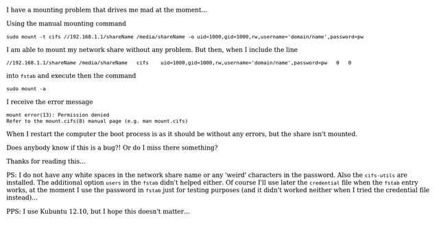 Ubuntu: Manual mounting of cifs works fine, but not in fstab (3 Solutions!!) смотреть онлайн