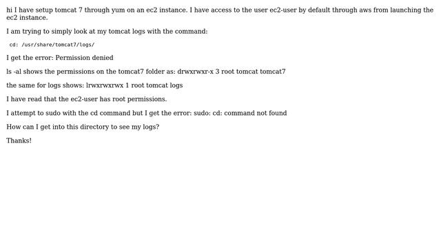 Can't cd to directory of programs like apache or tomcat on ec2: permission denied (2 Solutions!!) смотреть онлайн