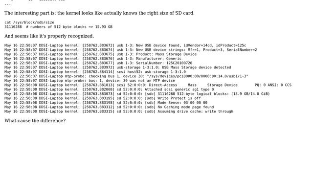 Unix & Linux: linux: Class10 SD card different device and block device size смотреть онлайн