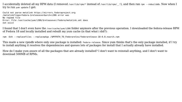 Unix & Linux: How to tell yum that a package is installed when it thinks it isn't? смотреть онлайн