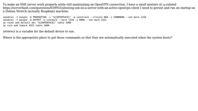 DevOps & SysAdmins: Where to save ip rule, ip route and iptables commands on Debian Stretch? смотреть онлайн