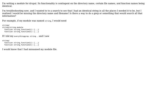 Unix & Linux: grep directory names, filenames, and contents all at once? смотреть онлайн