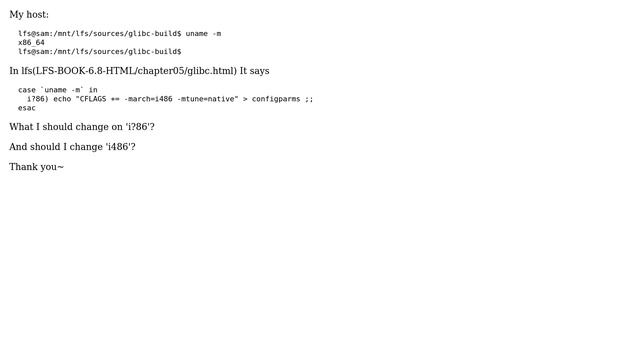 Unix & Linux: How to set parameter i486 on glibc compiling process of x86_64 system? смотреть онлайн