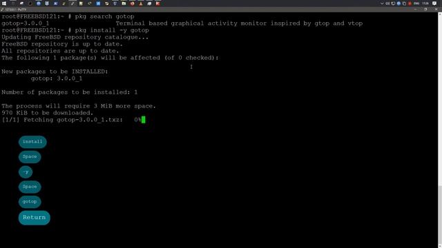 Установка gotop в FreeBSD 12.1 смотреть онлайн