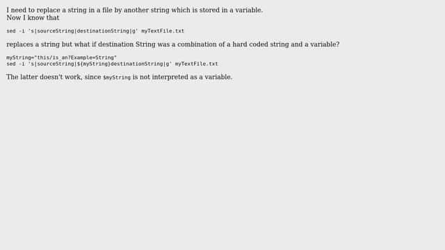 Ubuntu: Replace text in file with variable using sed смотреть онлайн