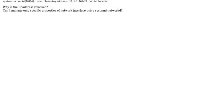 Unix & Linux: IP address removed from network interface managed by systemd-networkd смотреть онлайн