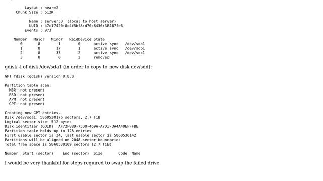 Steps to swap failed disk in RAID 10? смотреть онлайн