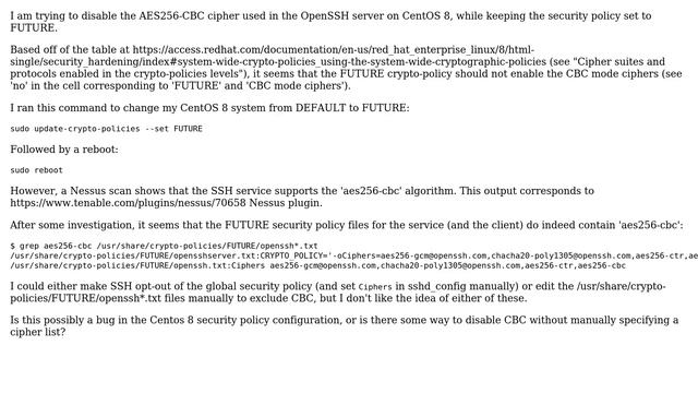 DevOps & SysAdmins: CentOS 8: FUTURE Security Policy AES256-CBC смотреть онлайн