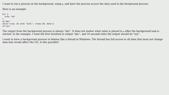 Unix & Linux: Access foreground data from background process смотреть онлайн