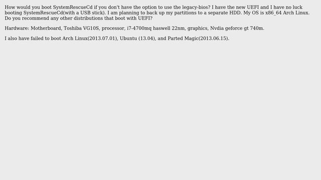 Unix & Linux: Boot SystemRescueCd using UEFI? смотреть онлайн