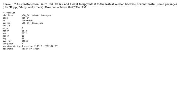 Upgrade R version on Linux Red Hat 6.2 смотреть онлайн