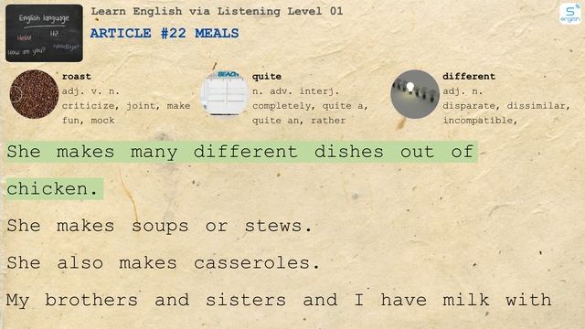 Article #22 Meals - Learn English via Listening Level 01 смотреть онлайн