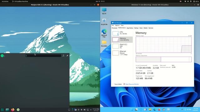 Manjaro KDE vs Windows 11 RAM смотреть онлайн