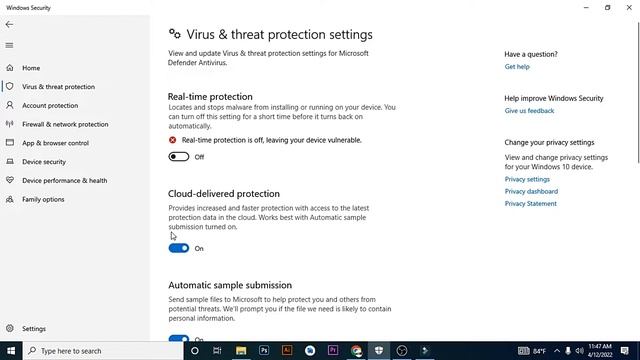 How to turn Off Turn On Virus & Threat Protection in Windows 2022 смотреть онлайн