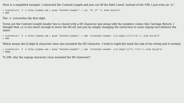 Why sed regexp digit character class includes CR character if the last digit is at the end of... смотреть онлайн