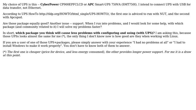Unix & Linux: How good is the support for NUT-based UPSs against APC? (2 Solutions!!) смотреть онлайн