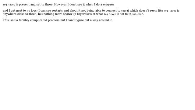 Unix & Linux: Unable to modify log level in samba смотреть онлайн