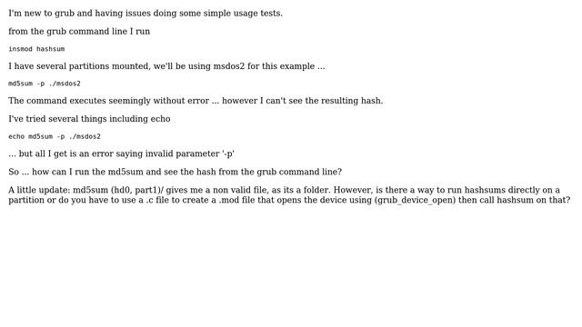 md5sum using grub command line смотреть онлайн