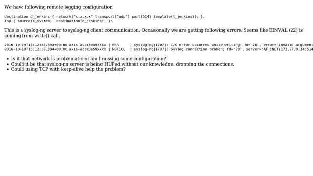 Unix & Linux: syslog-ng syslog connection broken on udp смотреть онлайн