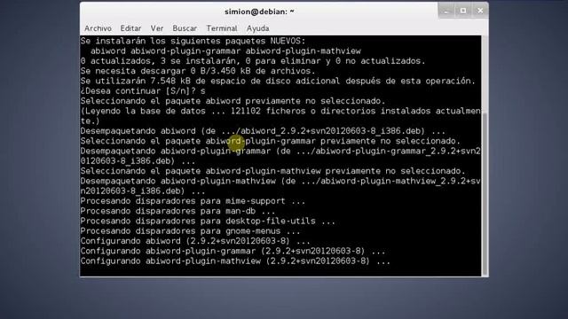 Practica1 a) Instalación de software de ofimática (AbiWord) en un terminal debian смотреть онлайн