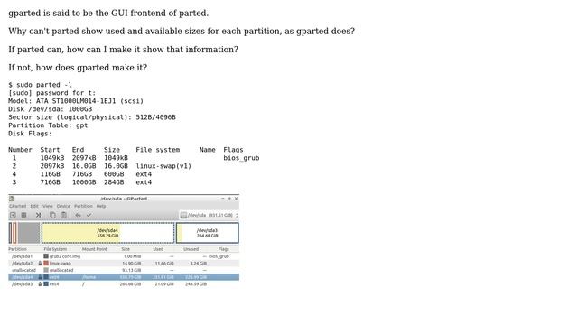 Unix & Linux: Can parted show used and available sizes as gparted? смотреть онлайн