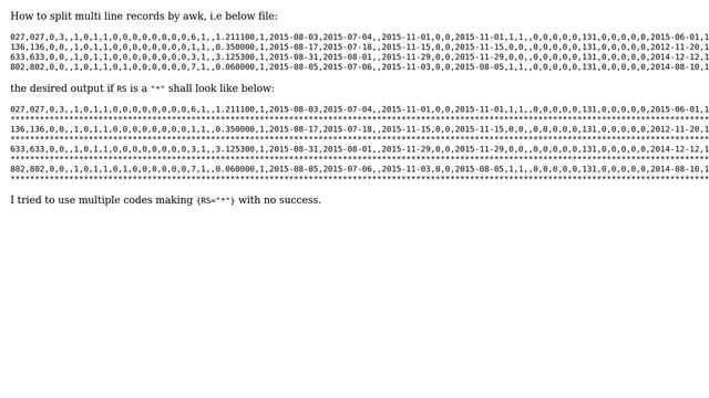 Unix & Linux: How to split multiline records by awk? смотреть онлайн