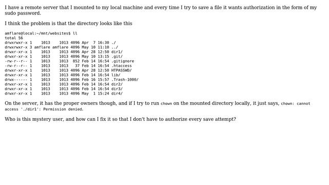 Unix & Linux: Who is user 1013 on a mounted directory? (2 Solutions!!) смотреть онлайн