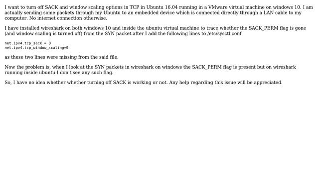 Unix & Linux: TCP parameters SACK and Window scaling do not change on Ubuntu 16.04 смотреть онлайн