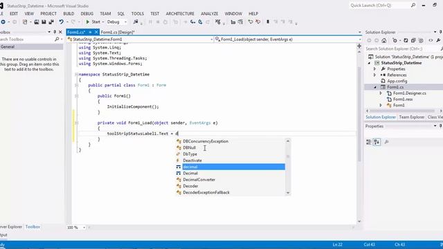 Display Date on StatusStrip visual studio Windows forms смотреть онлайн