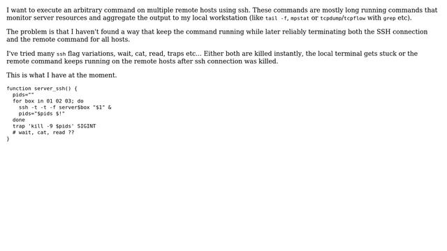 Cleanup trap for ssh command on multiple remote hosts смотреть онлайн