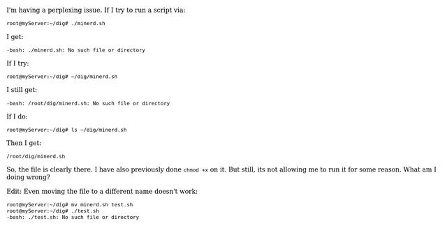Unix & Linux: Getting 'no such file or directory' even though the file is clearly there смотреть онлайн