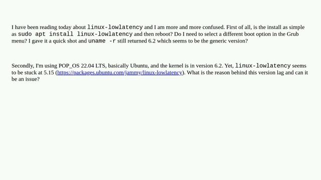How do you install the linux-lowlatency kernel and why does it stops at version 5.15? смотреть онлайн