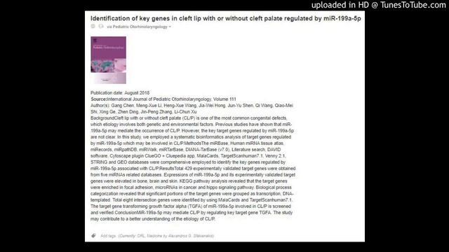 Key genes in cleft lip with or without cleft palate regulated by miR-199a-5p смотреть онлайн
