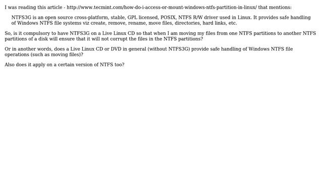 Does Live Linux CD in general have safe handling of Windows NTFS files смотреть онлайн