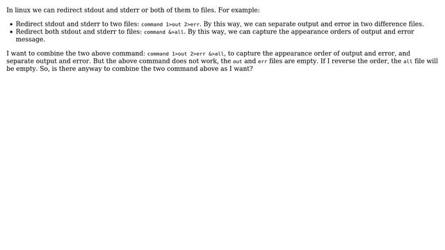 Unix & Linux: Capture all output, error, warning and their appearance order of linux's command смотреть онлайн
