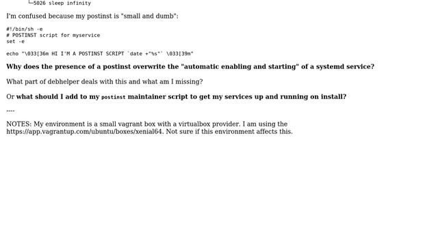 postinst maintainer script stops systemd unit file from starting automatically on install смотреть онлайн