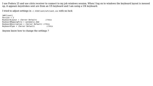 Unix & Linux: Cannot change keyboard layout when using citrix receiver on fedora (2 Solutions!!) смотреть онлайн