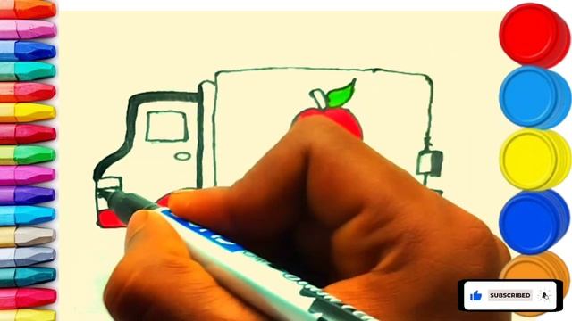 New Arts Apple 🚚Truck // Easy Drawing // Coloring And Kids // Toddlers For Painting // Children Dra смотреть онлайн