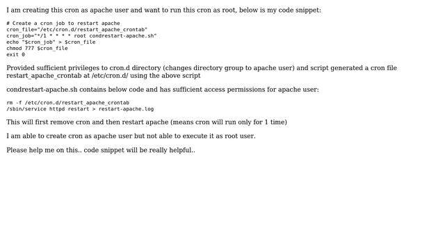 Unix & Linux: Create cron as a apache user and run as root user смотреть онлайн
