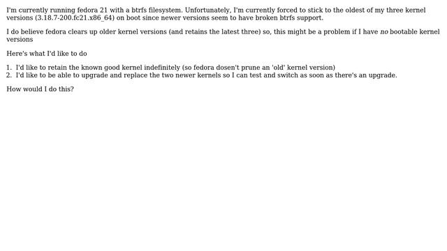 How can I pin/unpin a specific kernel version/package in fedora 21? смотреть онлайн