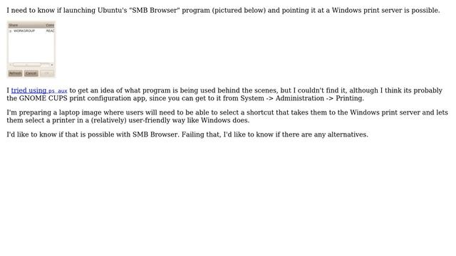 Ubuntu: How do I launch the "SMB Browser" and point it to a Windows Print share? смотреть онлайн