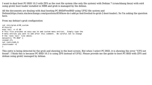 How to dual boot PC-BSD 10.3 (with zfs file system) and debian 7 (crunchbang) using grub2 boot... смотреть онлайн