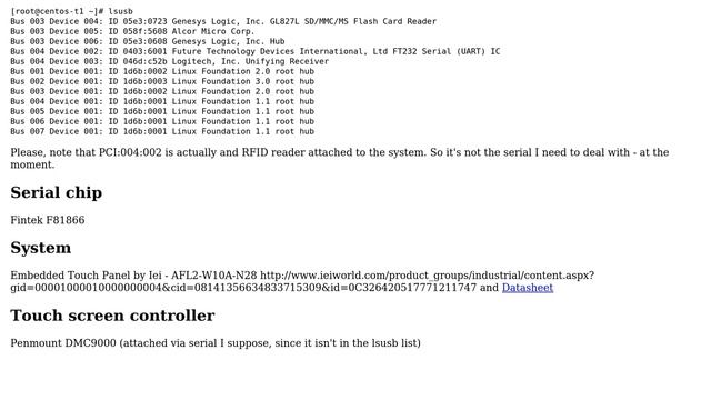 Unix & Linux: Serial port - no output Penmount DMC9000 смотреть онлайн