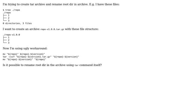 Unix & Linux: Tar create archive rename root dir (2 Solutions!!) смотреть онлайн